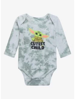 Star Wars The Mandalorian The Child Long Sleeve Tie-Dye Infant One-Piece - BoxLunch Exclusive