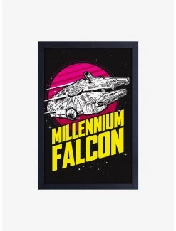 Star Wars Millenium Falcon Retro Framed Wood Wall Art