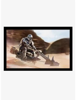 Star Wars The Mandalorian Mando Sand Dunes Framed Wood Wall Art