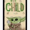 Star Wars The Mandalorian Child Illustration Framed Wood Wall Art -Home Furnishings Discount Store 16893192 hi