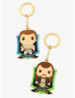 Loungefly Star Wars: Episode I - The Phantom Menace Chibi Obi-Wan & Qui-Gon Jedi Keychain Set - BoxLunch Exclusive