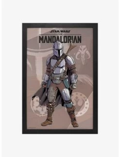 Star Wars The Mandalorian Grey Stance Framed Wood Wall Art