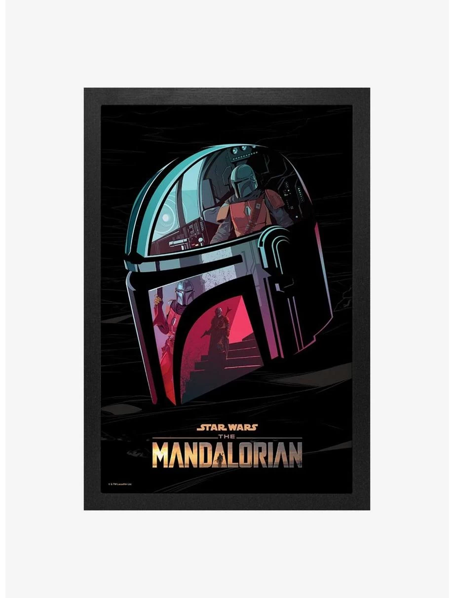 Star Wars The Mandalorian Helmet Scenes Framed Wood Wall Art 3 Star Wars The Mandalorian Helmet Scenes Framed Wood Wall Art