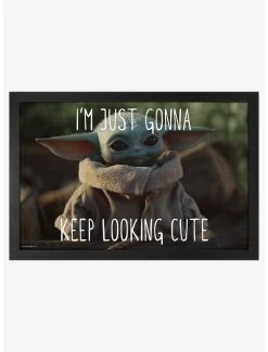 Star Wars The Mandalorian Keep Looking Cute Framed Wood Wall Art