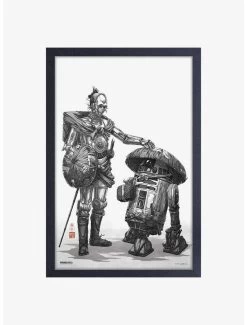 Star Wars Visions C3PO And R2D2 Framed Wood Wall Art
