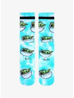 Star Wars The Mandalorian Chibi Grogu In Pram Tie-Dye Crew Socks - BoxLunch Exclusive -Home Furnishings Discount Store 18859130 av2