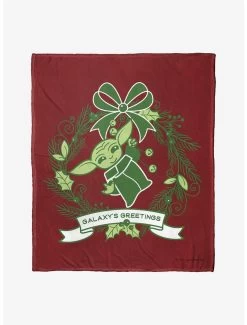 Star Wars The Mandalorian Grogu Wreath Throw Blanket