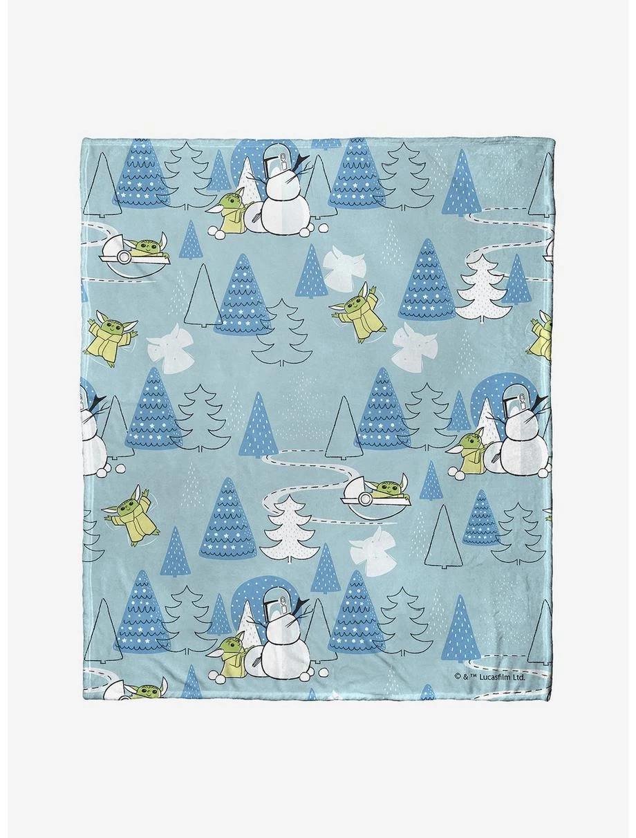 Star Wars The Mandalorian Winter Wonderland Throw Blanket 3 Star Wars The Mandalorian Winter Wonderland Throw Blanket