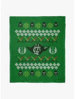 Star Wars Yoda Xmas Sweater Throw Blanket