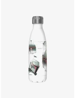Star Wars The Book Of Boba Fett Helmet Schematics White Stainless Steel Water Bottle