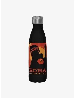 Star Wars The Book Of Boba Fett Poster Boba Fett Black Stainless Steel Water Bottle