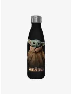 Star Wars The Mandalorian Full Size Black Stainless Steel Water Bottle