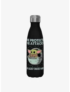 Star Wars The Mandalorian Naps Black Stainless Steel Water Bottle