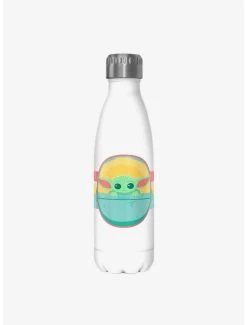 Star Wars The Mandalorian Rainbow Child White Stainless Steel Water Bottle