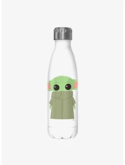 Star Wars The Mandalorian The Child Covered Face White Stainless Steel Water Bottle