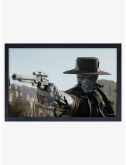 Star Wars Boba Fett Cad Bane Gun Framed Wood Poster