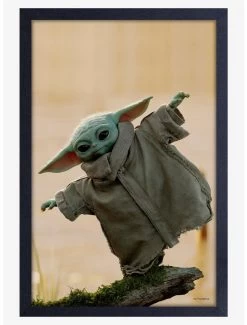 Star Wars Boba Fett Grogu Balance Framed Wood Poster