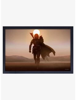 Star Wars Boba Fett Mando Desert Framed Wood Poster