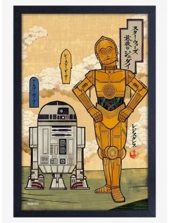 Star Wars Japanese R2 Cp3O Framed Wood Poster