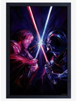 Star Wars Obi-Wan Clash Framed Wood Poster
