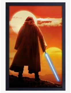 Star Wars Obi-Wan Sunset Saber Framed Wood Poster