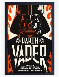 Star Wars Rock Poster Vader World Tour Framed Wood Poster