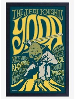 Star Wars Rock Poster Yoda Framed Wood Poster