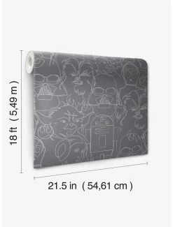 Star Wars Saga Grey Line Sketches Peel And Stick Wallpaper -Home Furnishings Discount Store 20754773 av1